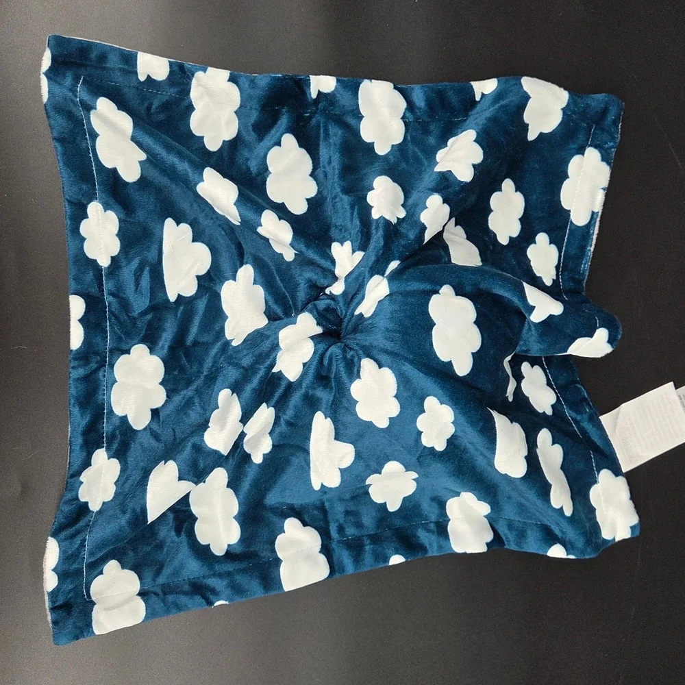 Baby Essentials Gray Bear Security Blanket Lovey Mountain Cloud Navy Blue NWT